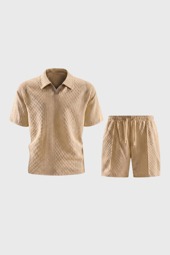 Co-ord Set Men - Textured Polo & Shorts | Casual