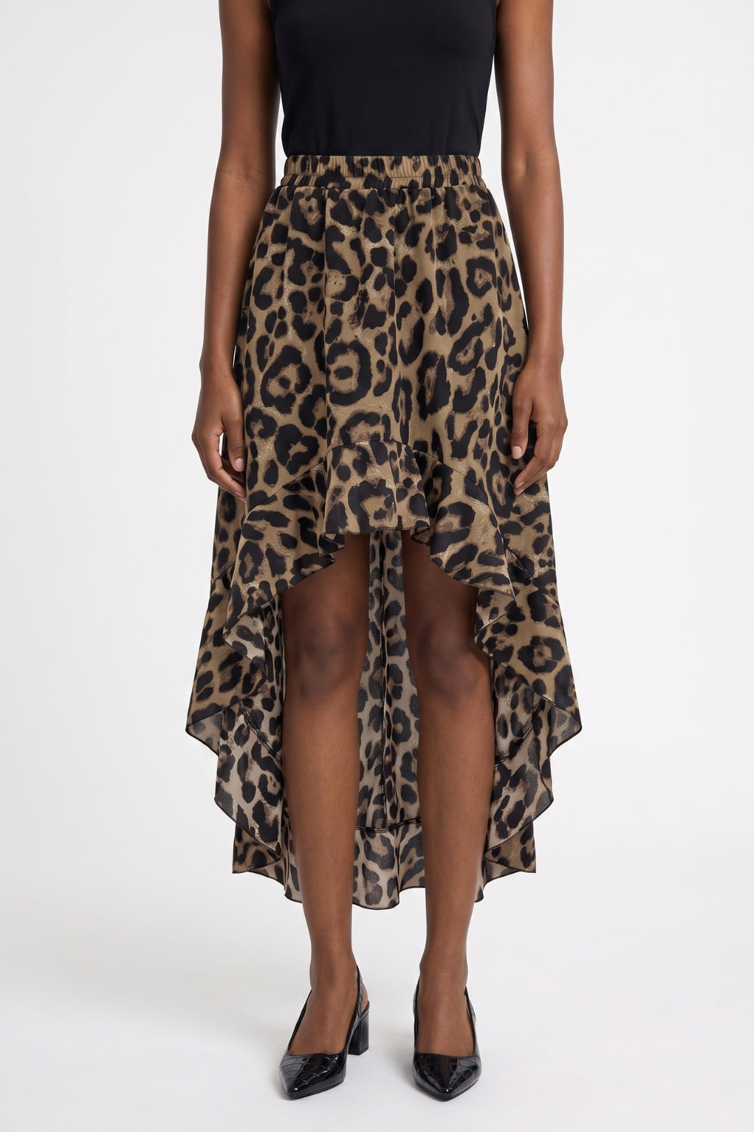 Midi Skirt Women - High Low Hem Elasticated Waist | Elegant
