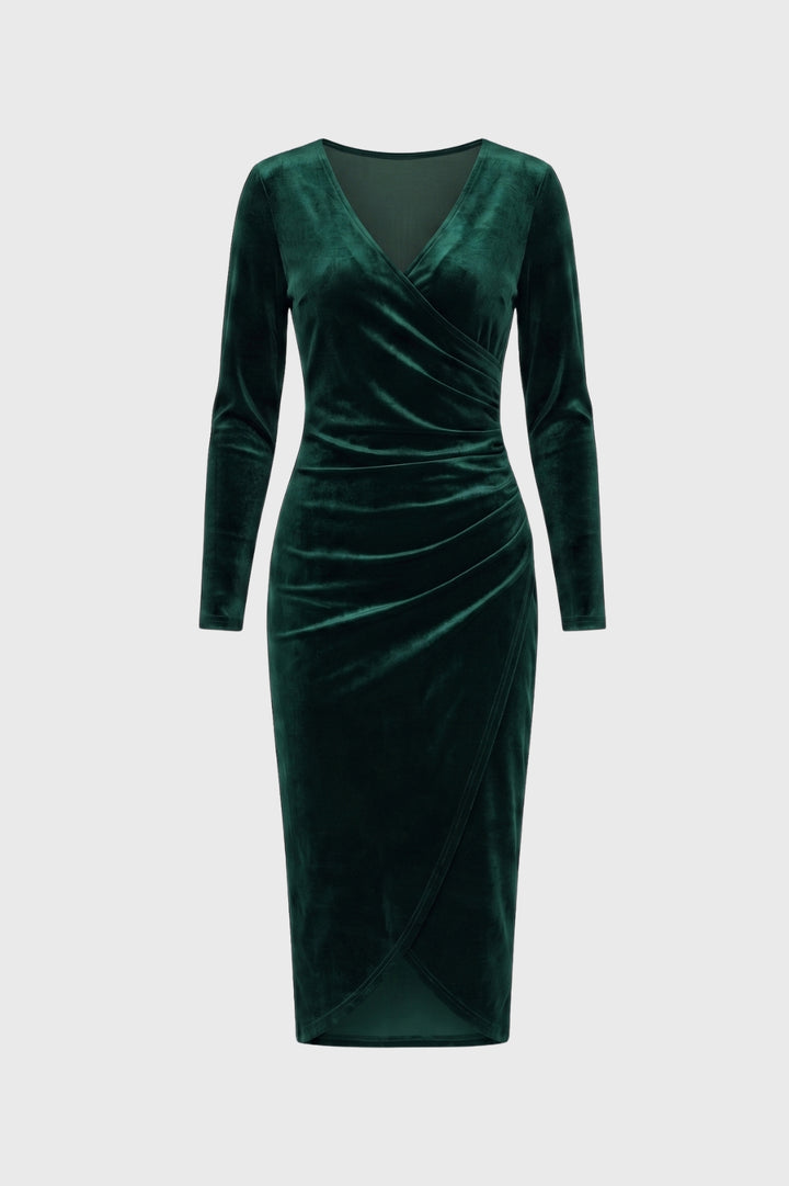 Midi Dress Women - Wrap Style with Long Sleeves | Elegant