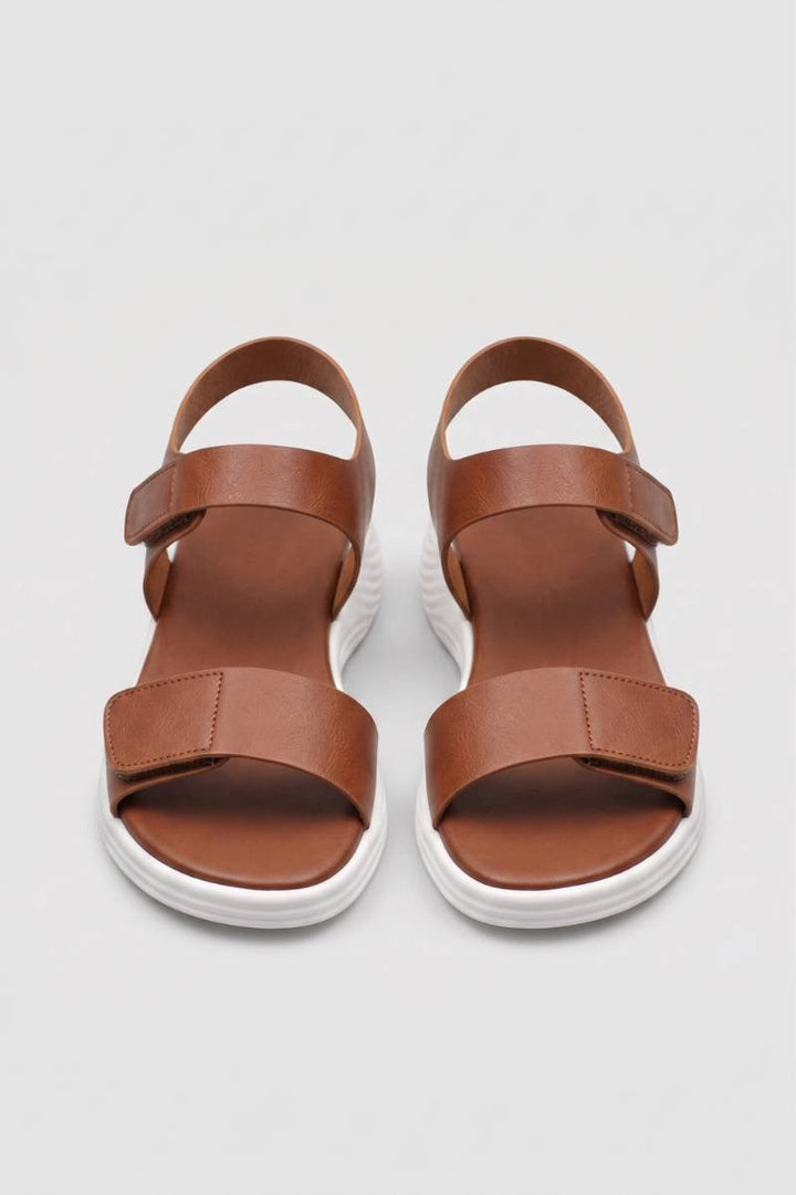 Sandals Women - Velcro Strap Chunky Sole | Casual — Brown