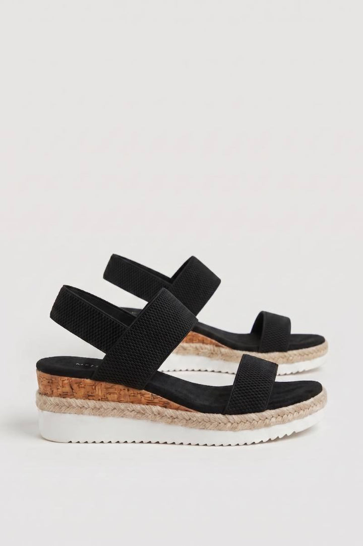 Sandals Women - Wedge Heel Ankle Strap Espadrille | Casual — Black