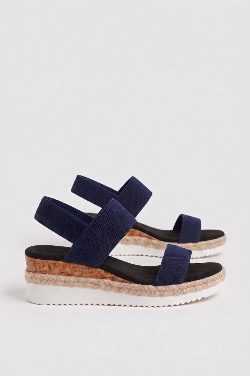 Sandals Women - Wedge Heel Ankle Strap Espadrille | Casual — Navy