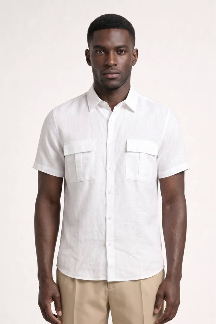 Shirt Men - Short Sleeve Pocket Detail | Classic — White