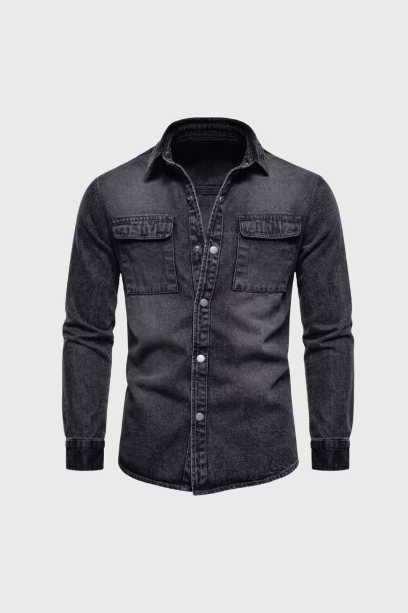 Shirt Men - Vintage Washed Two Pocket Design | Classic Casual — Charcoal