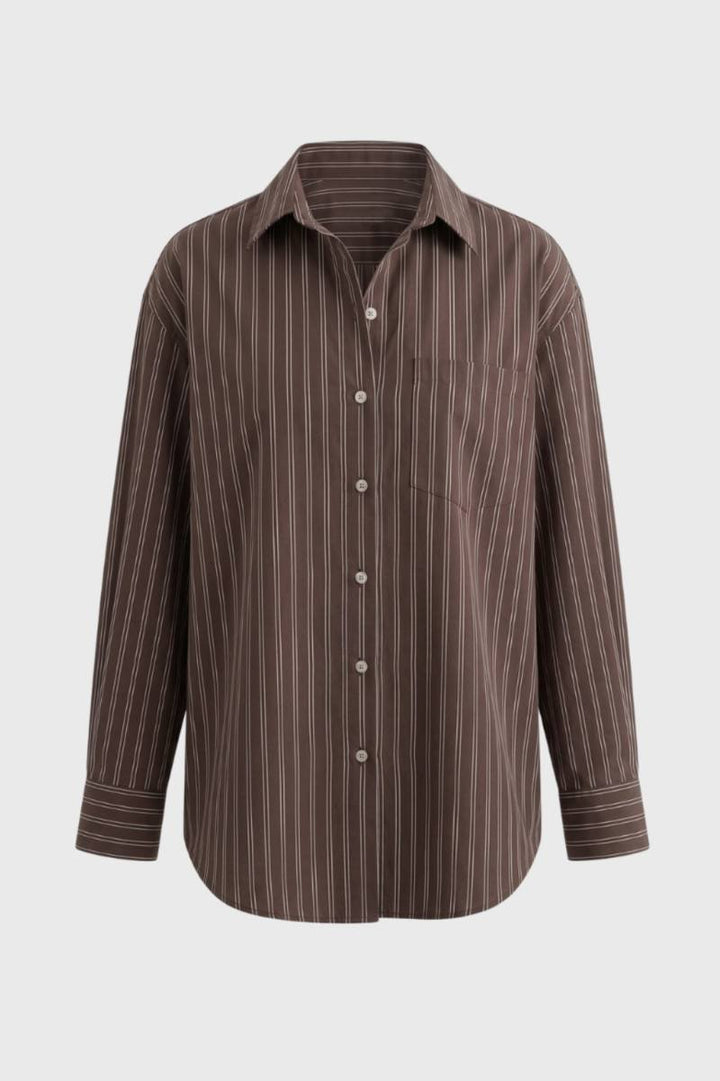 Shirt Women's - Oversized Striped Long Sleeve | Professional — Striped Brown
