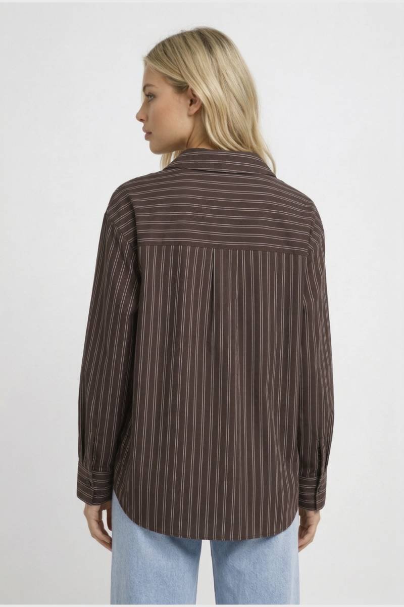 Shirt Women's - Oversized Striped Long Sleeve | Professional — Striped Brown