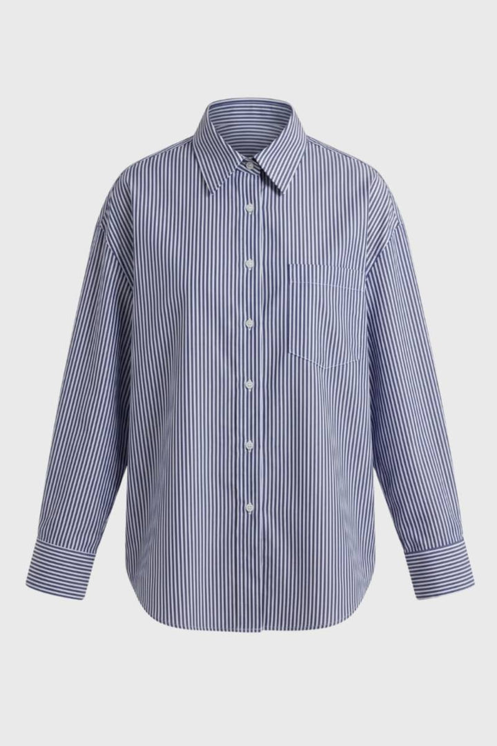 Shirt Women's - Oversized Striped Long Sleeve | Professional — Striped Blue