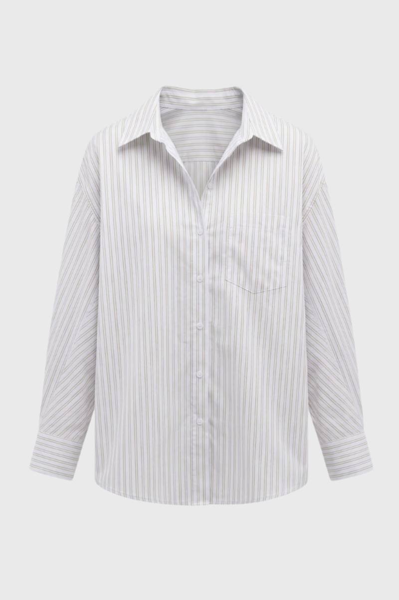 Shirt Women's - Oversized Striped Long Sleeve | Professional — Striped Grey