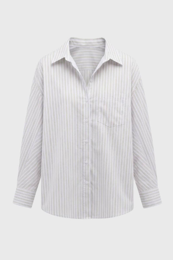 Shirt Women's - Oversized Striped Long Sleeve | Professional — Striped Grey