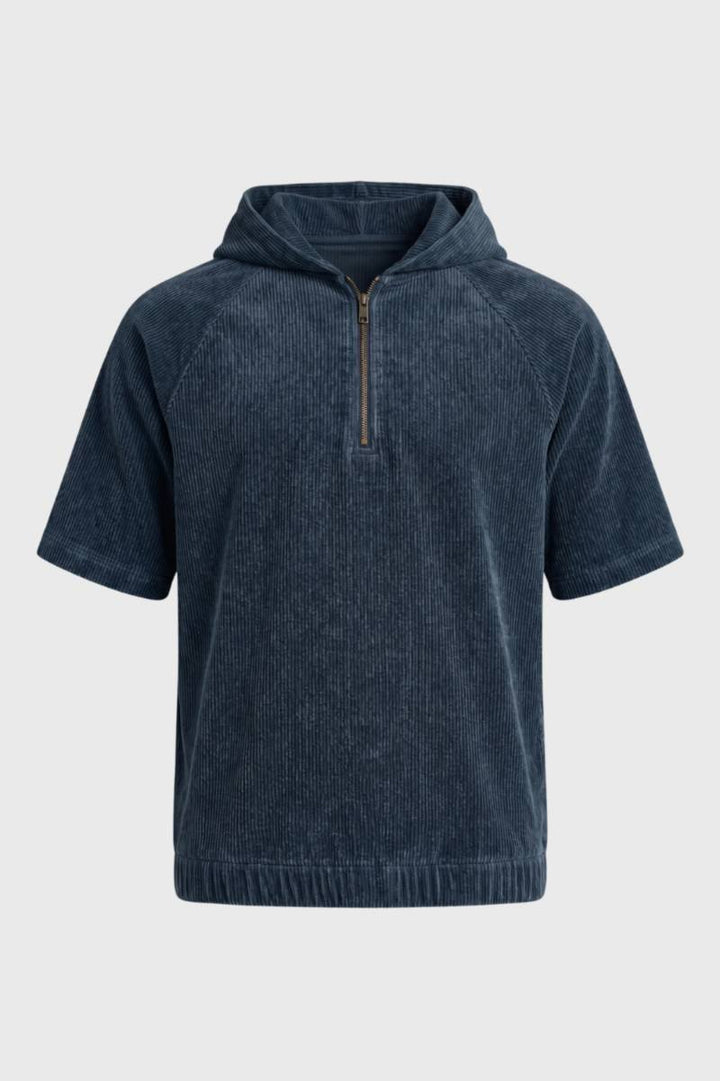 Short Sleeve Hoodie Men - Half Zip | Relaxed — Navy