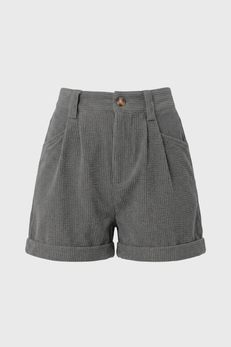Short Trousers Women - High Waist Ribbed Texture | Tailored — Grey