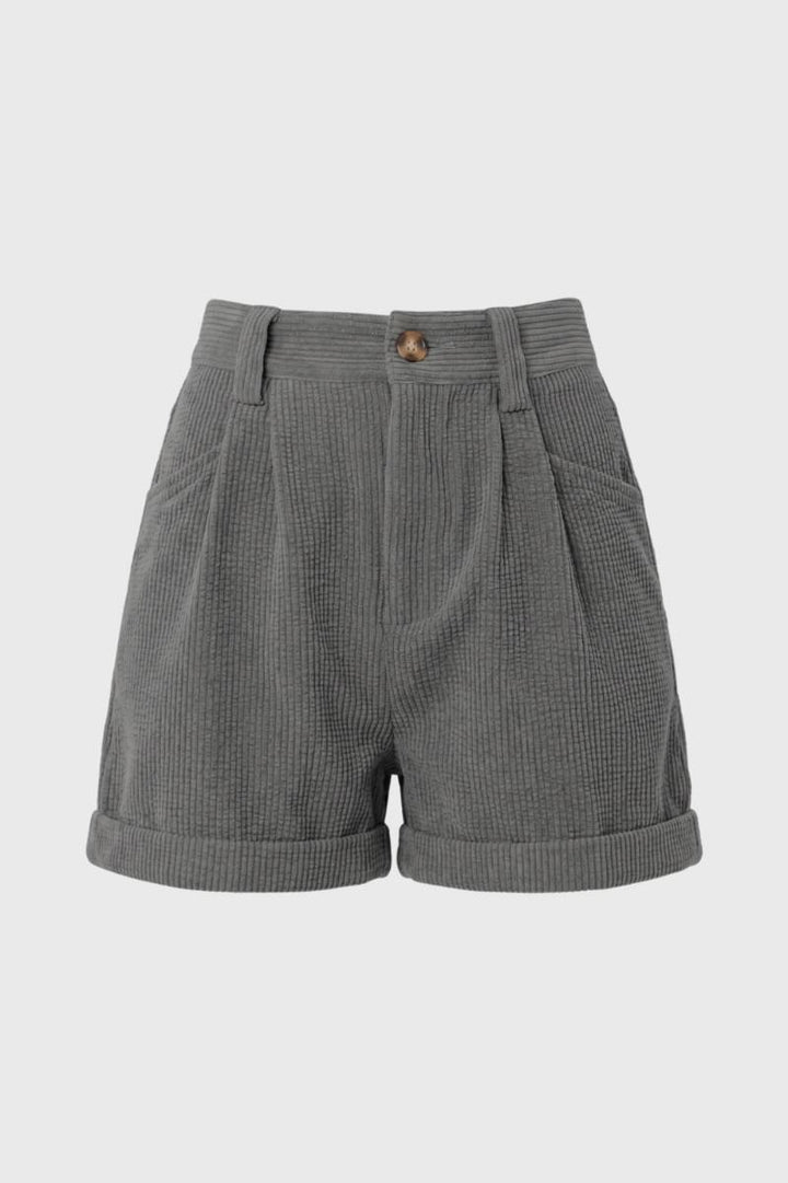 Short Trousers Women - High Waist Ribbed Texture | Tailored — Grey