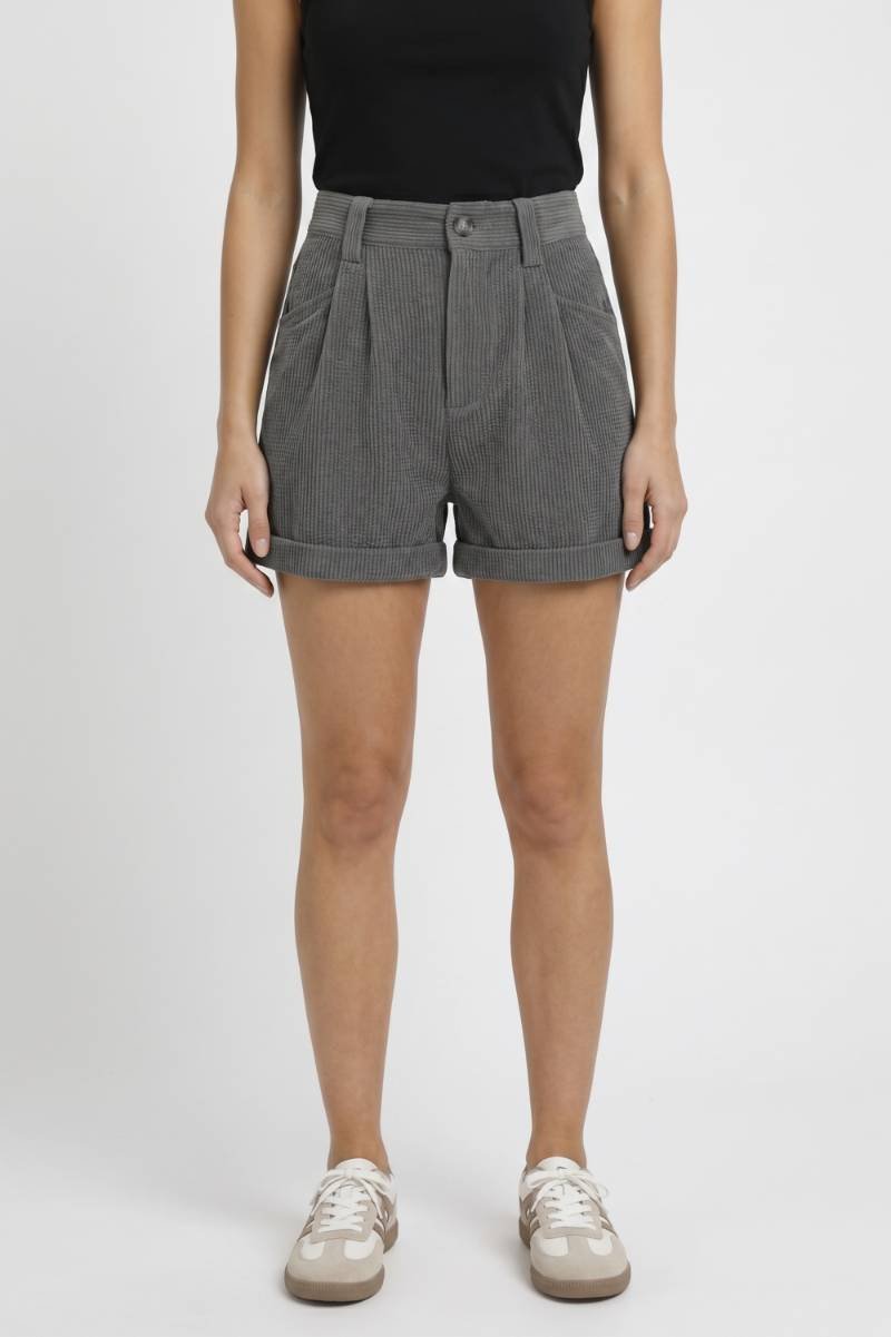 Short Trousers Women - High Waist Ribbed Texture | Tailored — Grey