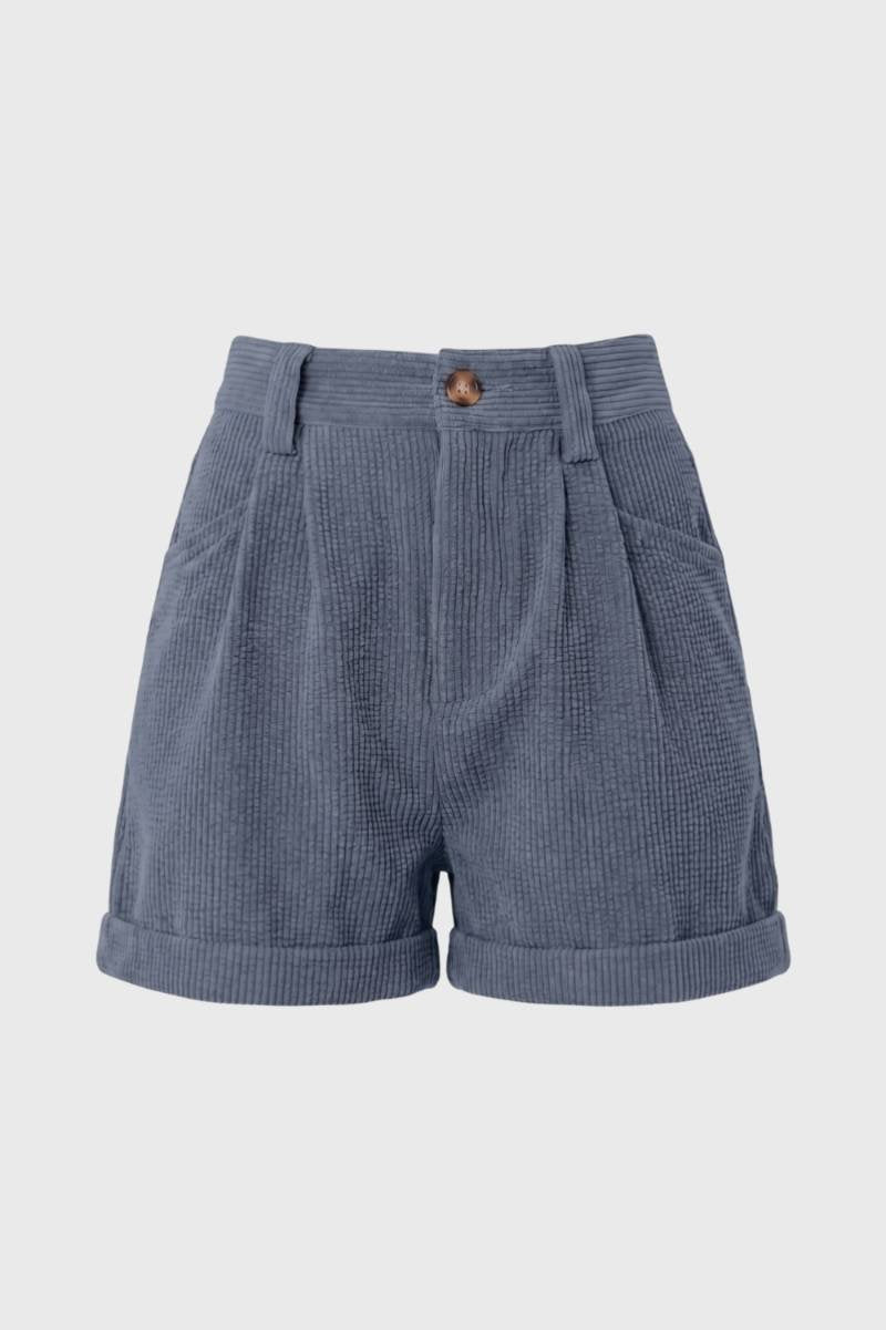 Short Trousers Women - High Waist Ribbed Texture | Tailored — Dark Grey