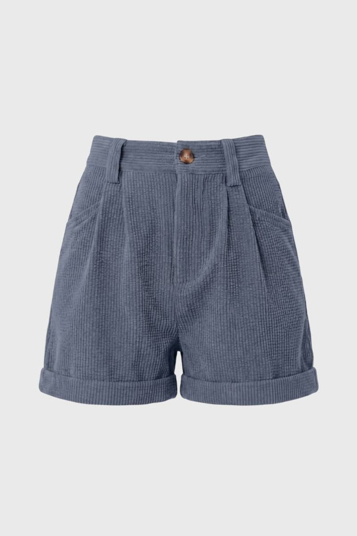 Short Trousers Women - High Waist Ribbed Texture | Tailored — Dark Grey