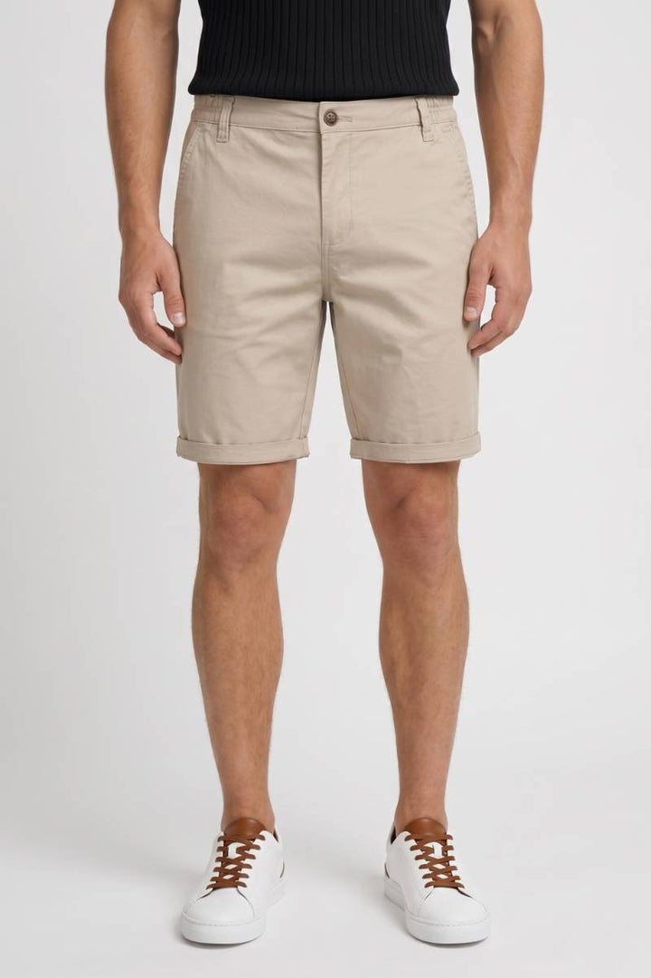 Shorts Men - Button Fastening Cuffed Hem | Smart Casual — Beige