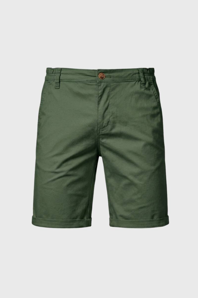Shorts Men - Button Fastening Cuffed Hem | Smart Casual — Olive