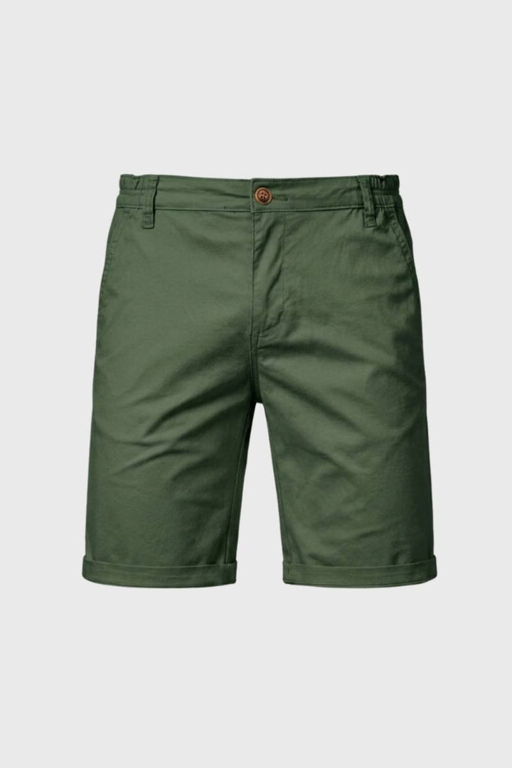 Shorts Men - Button Fastening Cuffed Hem | Smart Casual — Olive