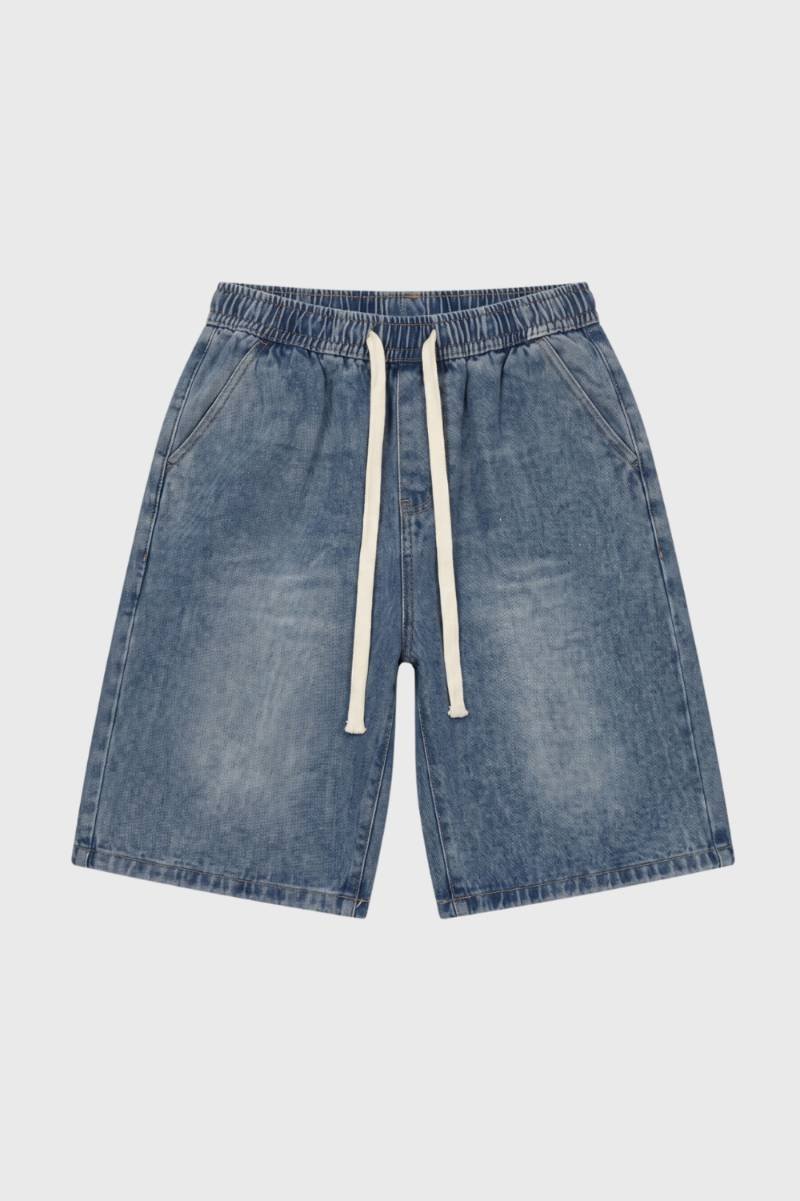 Shorts Men - Drawstring Elastic Waist | Relaxed Vintage — Denim Blue