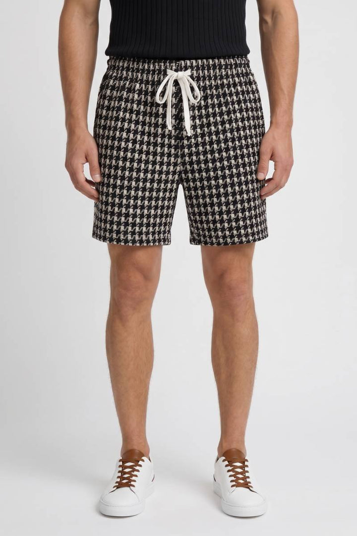 Shorts Men - Drawstring Houndstooth Pattern | Casual — Houndstooth