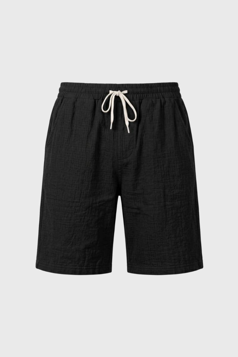 Shorts Men - Elastic Waistband Drawstring | Casual Summer — Black