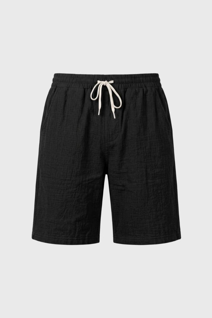 Shorts Men - Elastic Waistband Drawstring | Casual Summer — Black