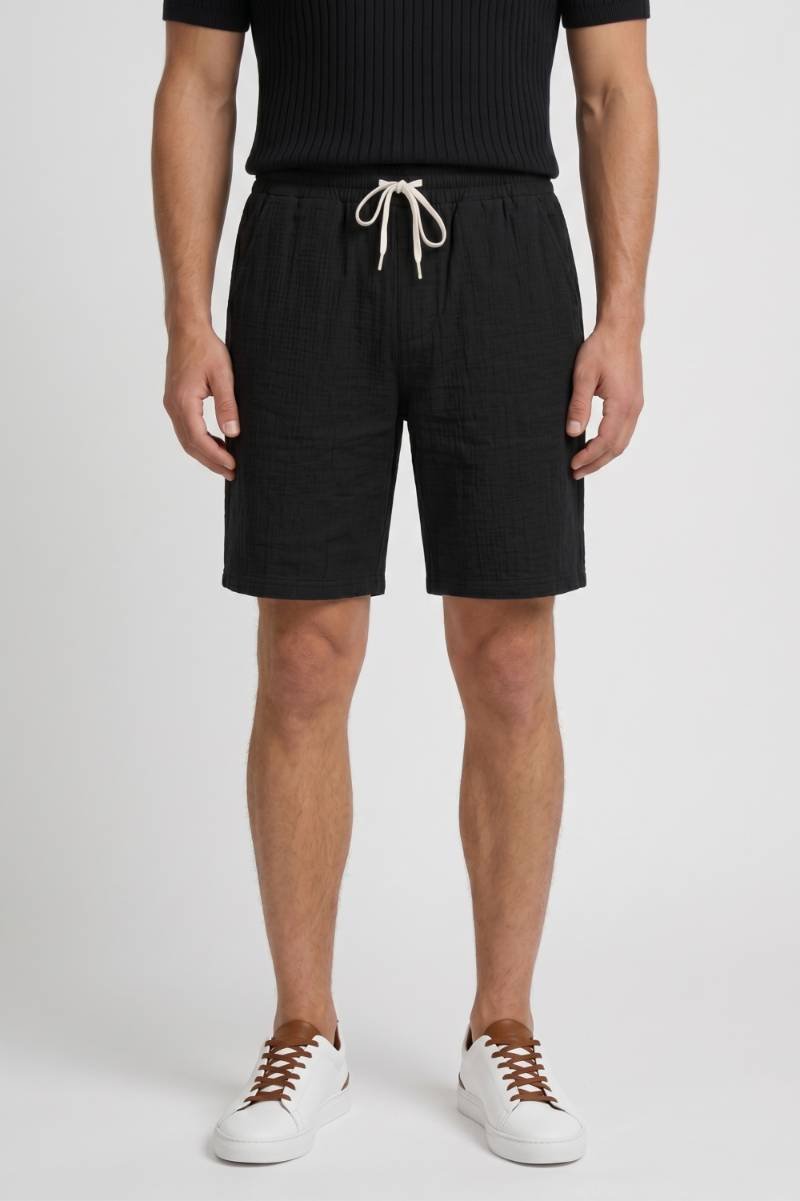 Shorts Men - Elastic Waistband Drawstring | Casual Summer — Black