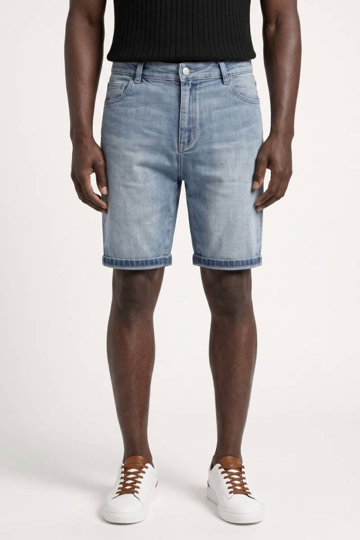 Shorts Men - Faded Light Blue Cuffed Hem | Classic — Light Blue