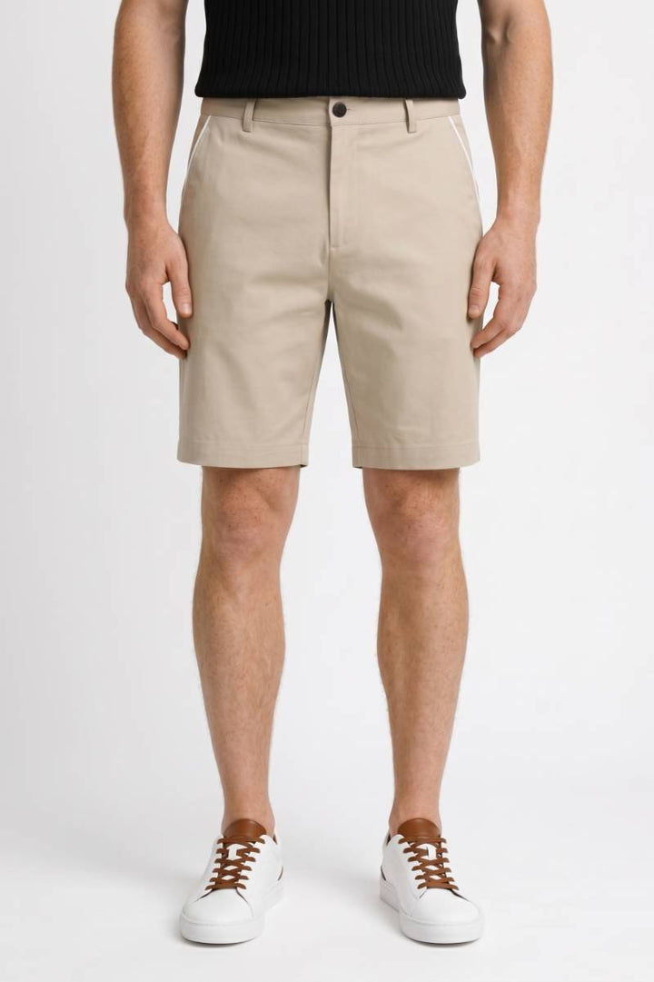 Shorts Men - Smart Casual White Trim Detail | Classic — Beige