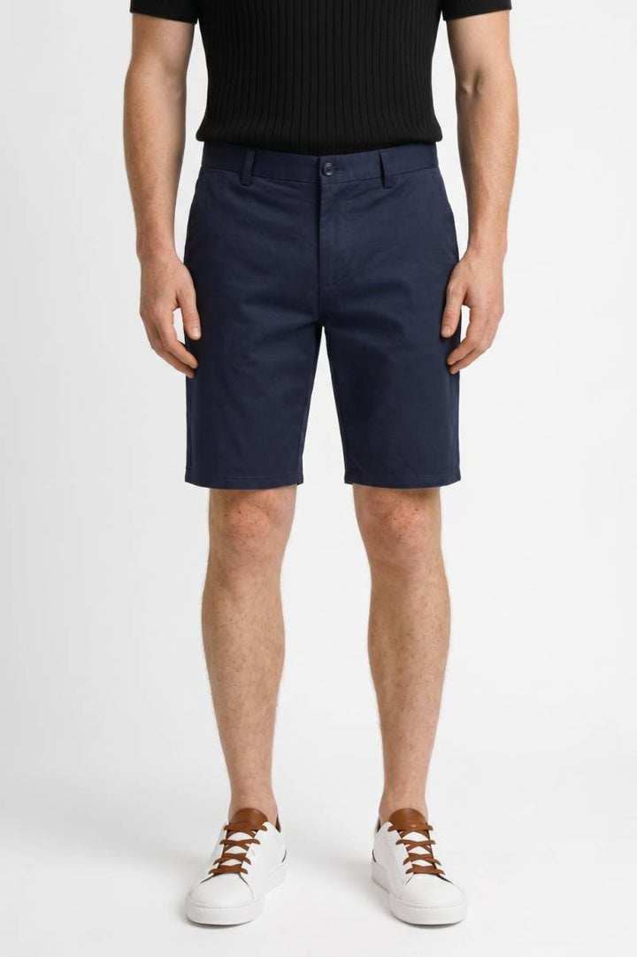 Shorts Men - Tailored Flat Front Button Closure | Smart — Navy