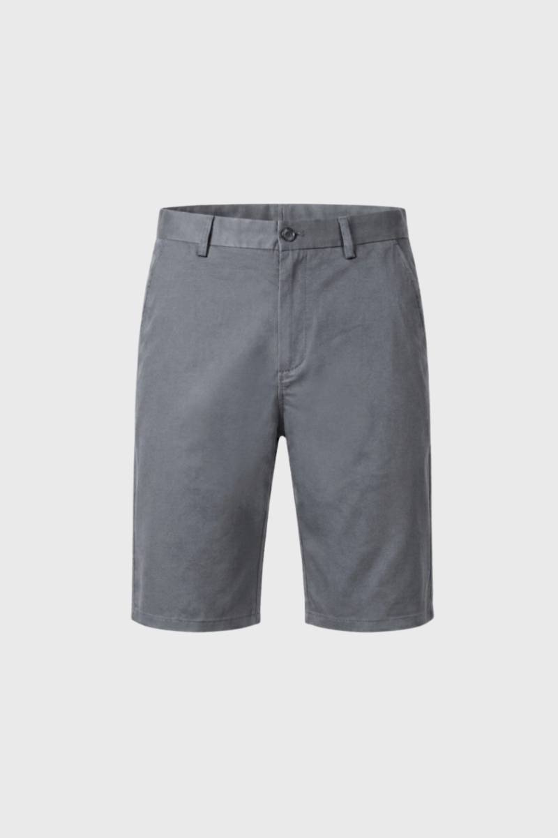 Shorts Men - Tailored Flat Front Button Closure | Smart — Grey