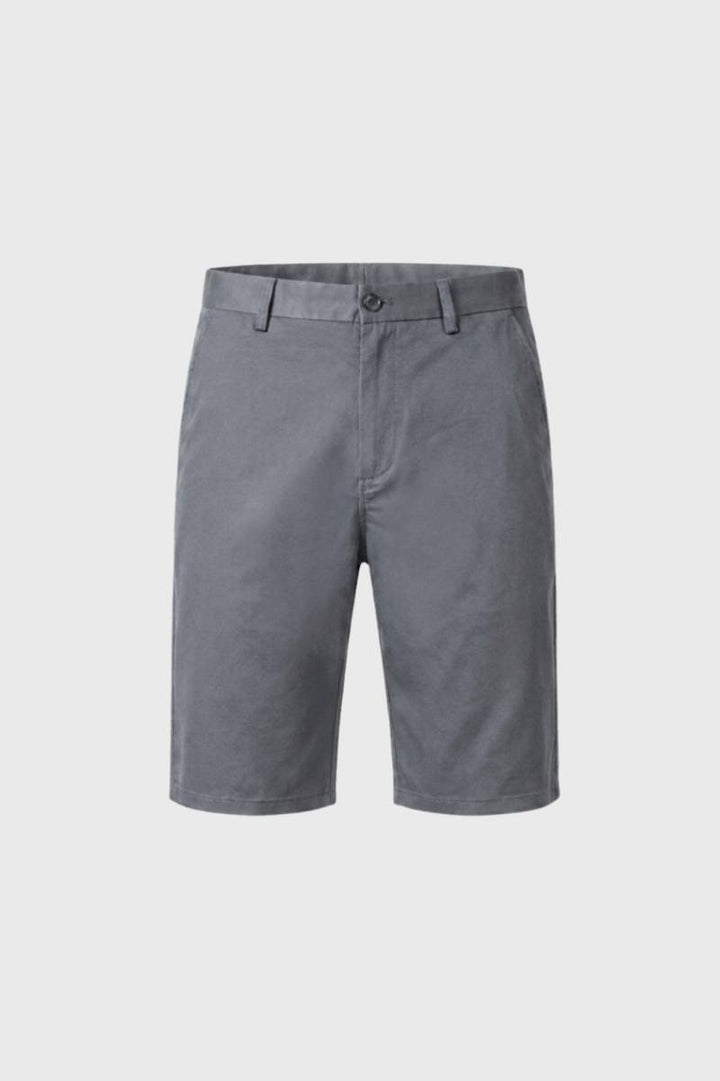 Shorts Men - Tailored Flat Front Button Closure | Smart — Grey