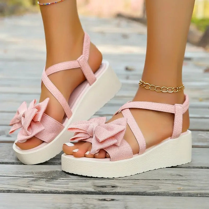 Sandals Women - Flatform Bow Detail Elasticated Strap | Summer