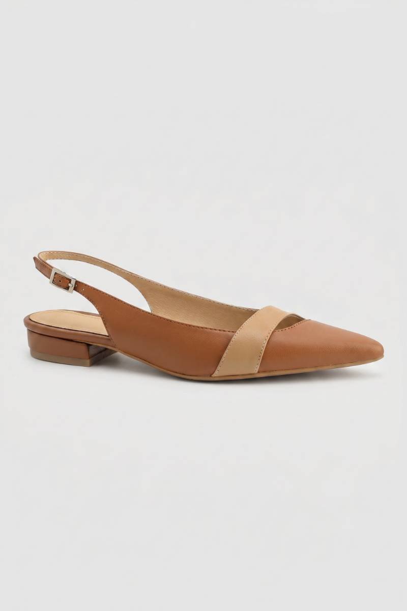 Slingback Shoes Women - Pointed Toe Low Block Heel | Elegant — Brown