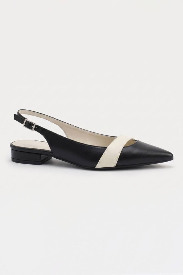 Slingback Shoes Women - Pointed Toe Low Block Heel | Elegant — Black