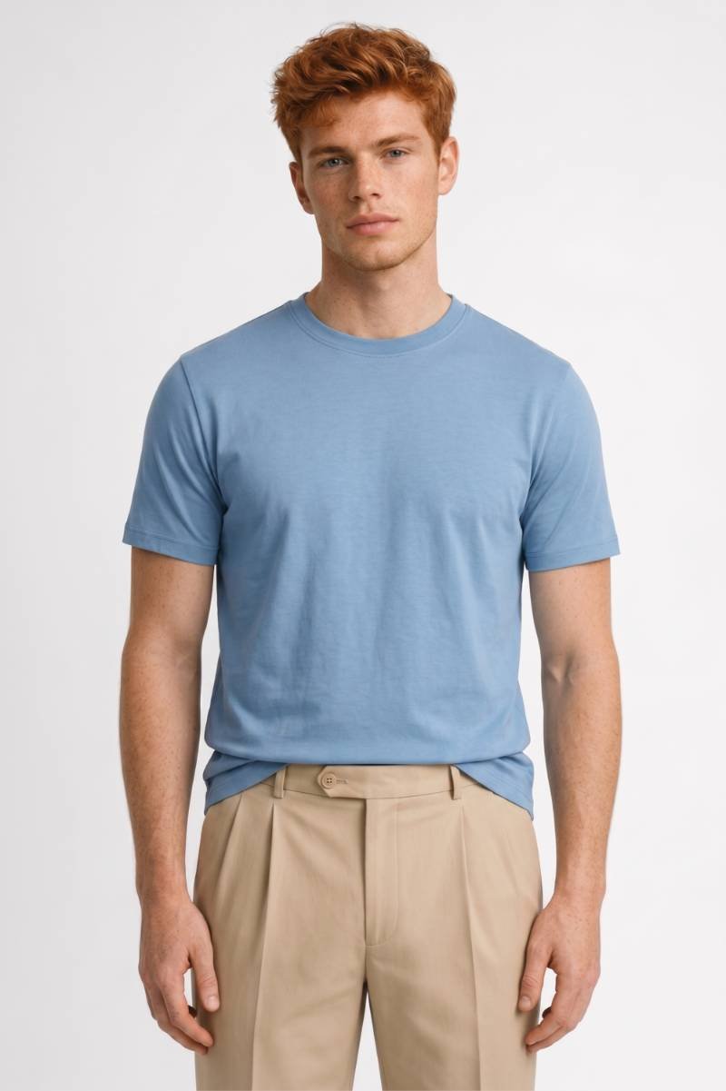 T-Shirt Men - Classic Crew Neck Short Sleeve | Casual — Light Blue