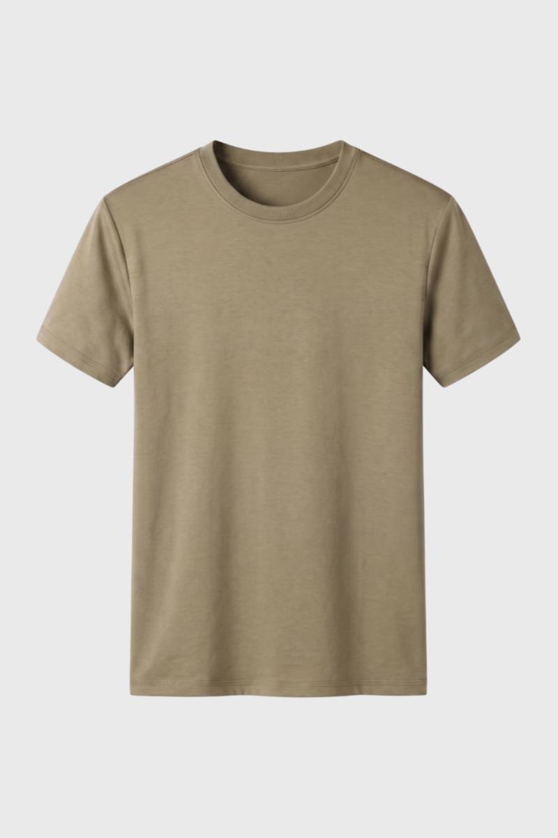 T-Shirt Men - Classic Crew Neck Short Sleeve | Casual — Khaki