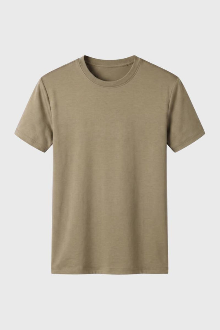 T-Shirt Men - Classic Crew Neck Short Sleeve | Casual — Khaki