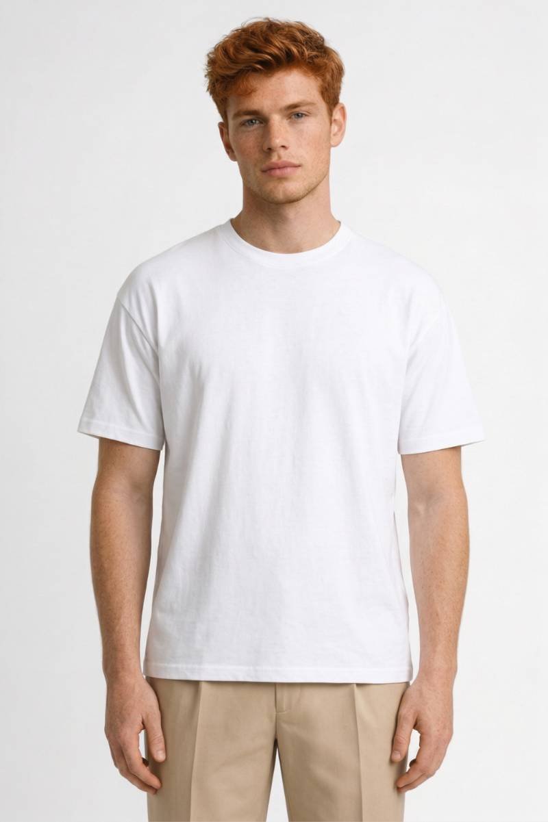 T-Shirt Men - Relaxed Fit Cotton Crew Neck | Casual Essential - White
