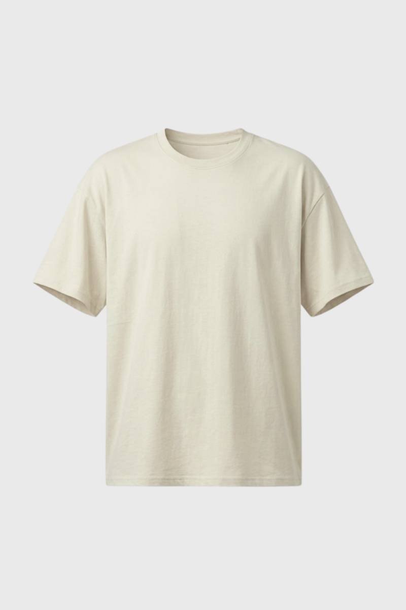 T-Shirt Men - Relaxed Fit Cotton Crew Neck | Casual Essential - Cream