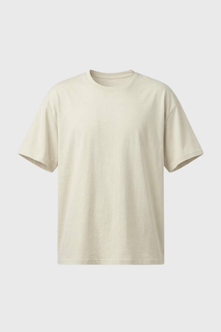 T-Shirt Men - Relaxed Fit Cotton Crew Neck | Casual Essential - Cream