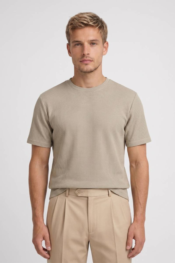 T-Shirt Men - Textured Crew Neck Short Sleeve | Relaxed — Sage