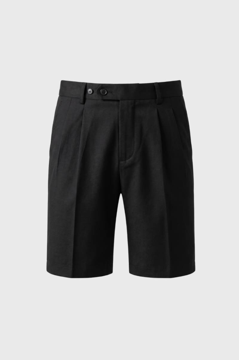 Tailored Shorts Men - Pleated Front Smart | Classic — Black