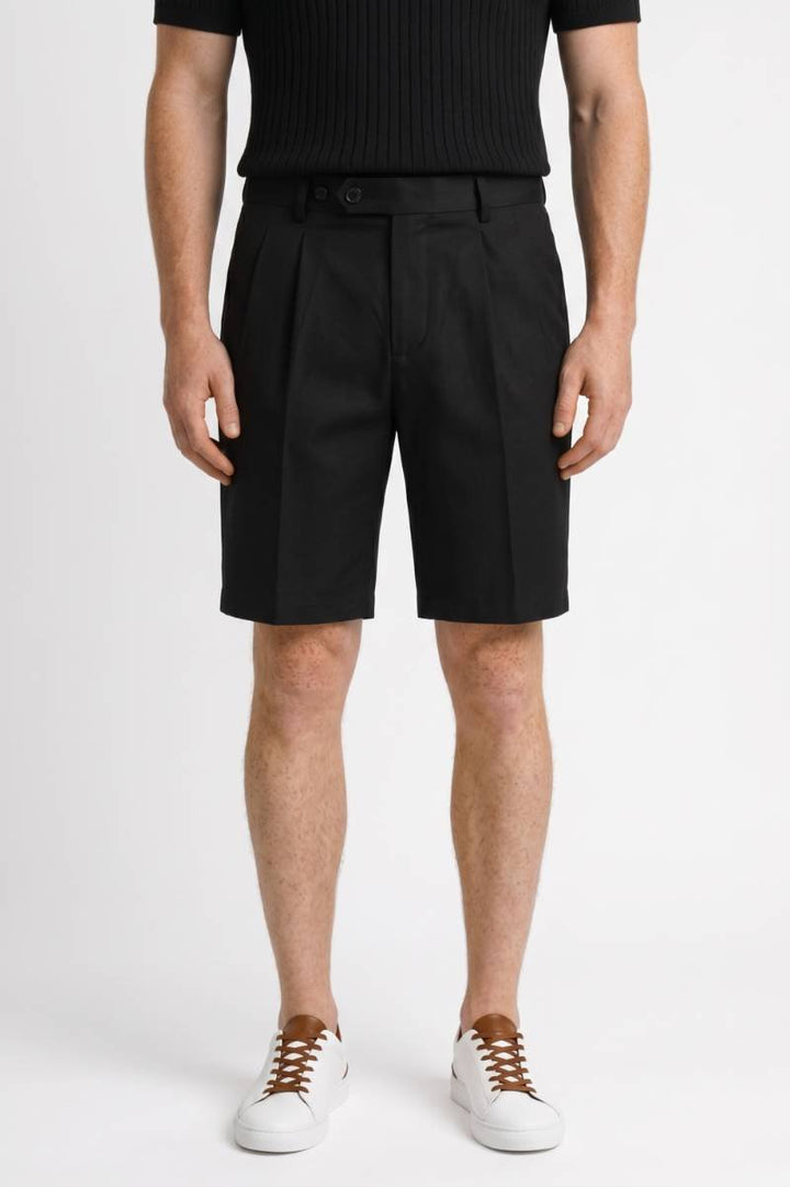 Tailored Shorts Men - Pleated Front Smart | Classic — Black