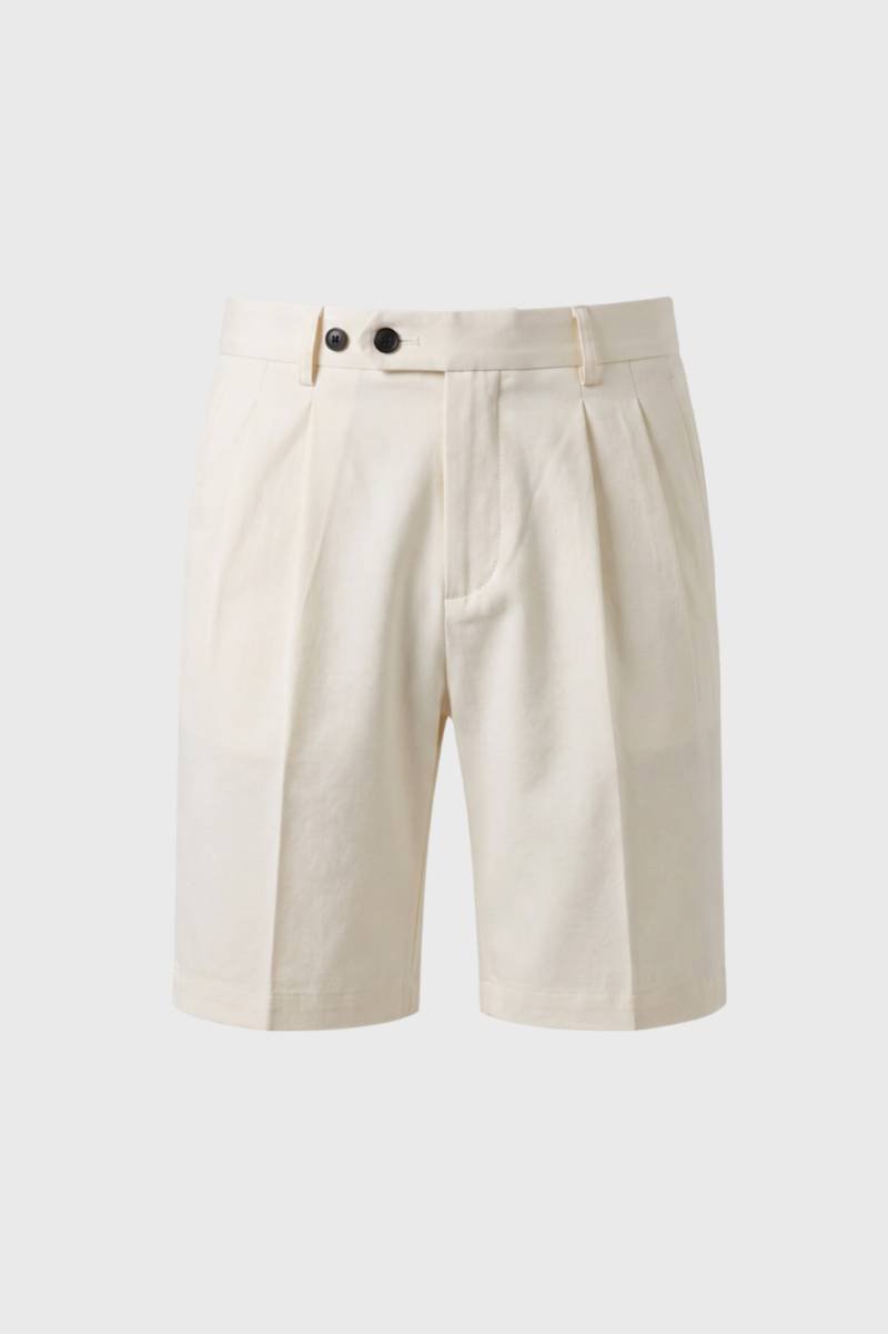 Tailored Shorts Men - Pleated Front Smart | Classic — Cream