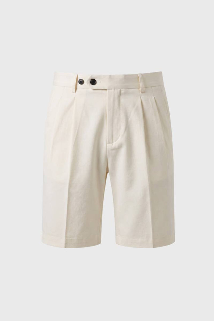 Tailored Shorts Men - Pleated Front Smart | Classic — Cream