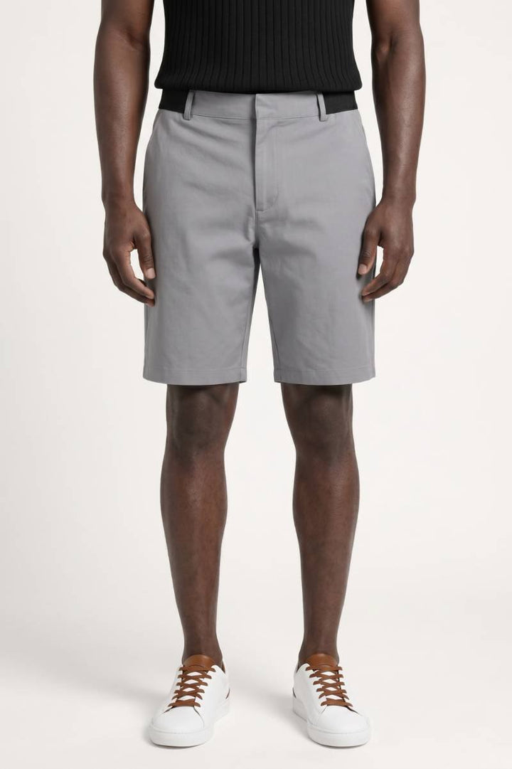 Tailored Shorts Men - Smart Casual with Belt Detail | Contemporary — Grey