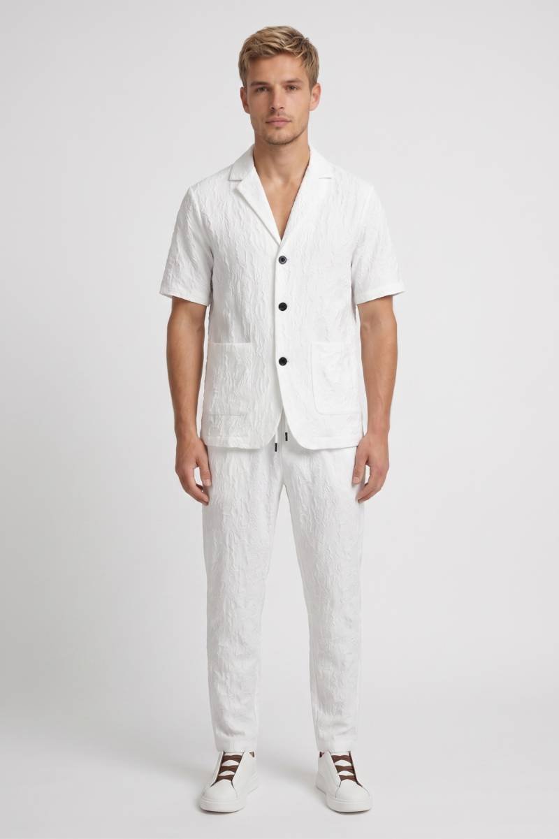 Two Piece Set Men - Relaxed Short Sleeve Shirt & Trousers | Summer — White