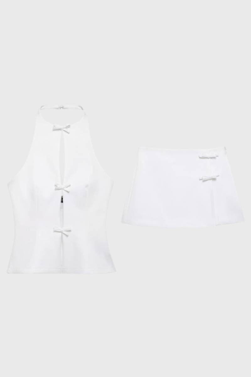 Two Piece Set Women - Halter Top & Mini Skirt | Chic — White