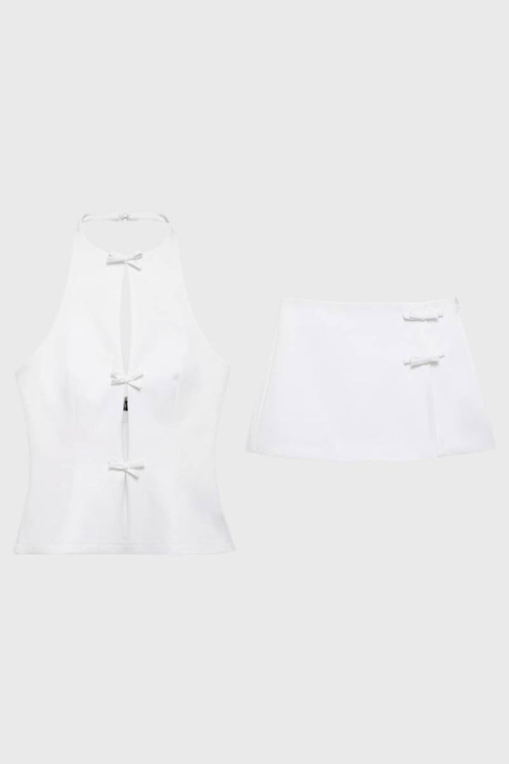 Two Piece Set Women - Halter Top & Mini Skirt | Chic — White